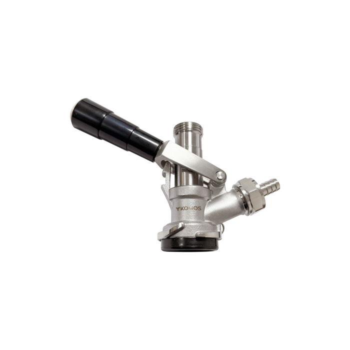 KOMOS® D-Style Keg Coupler | Sanke Beer Tap | Stainless Steel Body & Probe | PRV | Gas Barb Included