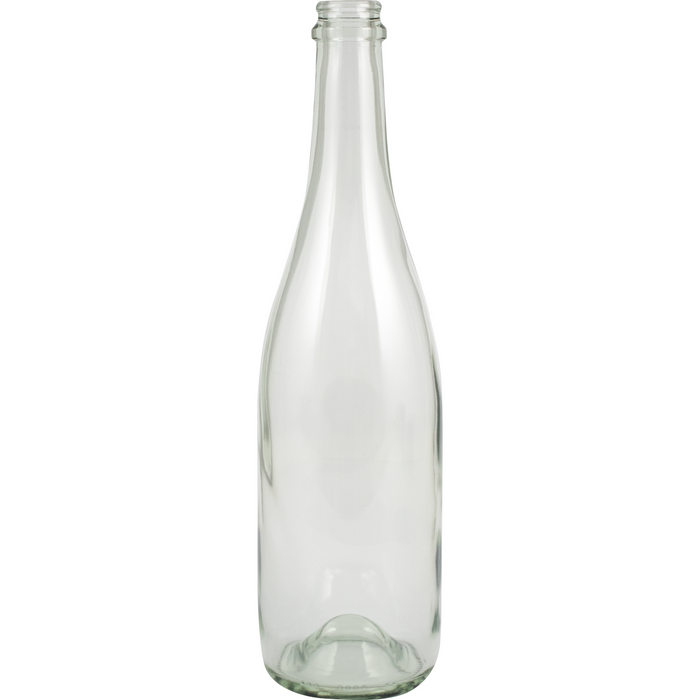 750mL clear Farro Glass champagne bottles, case of 12