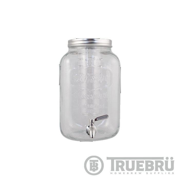 Dispensador de bebidas de vidrio de 5 litros con infusor y grifo de acero inoxidable