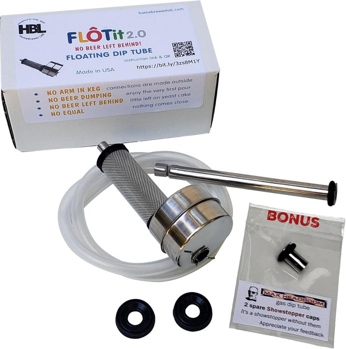 FLOTit 2.0 - No Beer Left Behind Floating Dip Tube with Double Filter Inlet