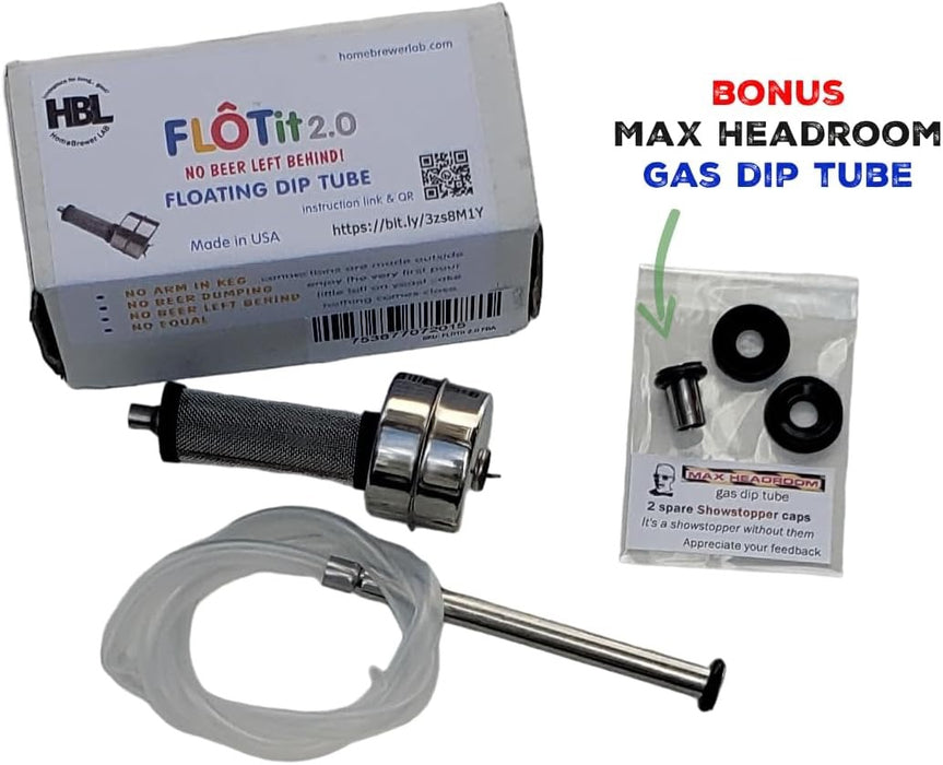 FLOTit 2.0 - No Beer Left Behind Floating Dip Tube with Double Filter Inlet