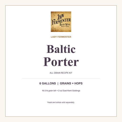Lady Fermenter Baltic Porter, 6 gallon grains and hops kit. Yeast and extras sold separately.