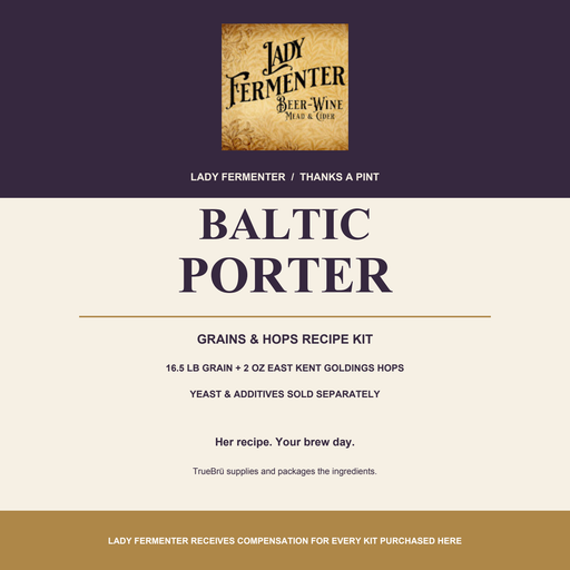 Lady Fermenter Baltic Porter kit includes grains and hops. Yeast and extras not included.